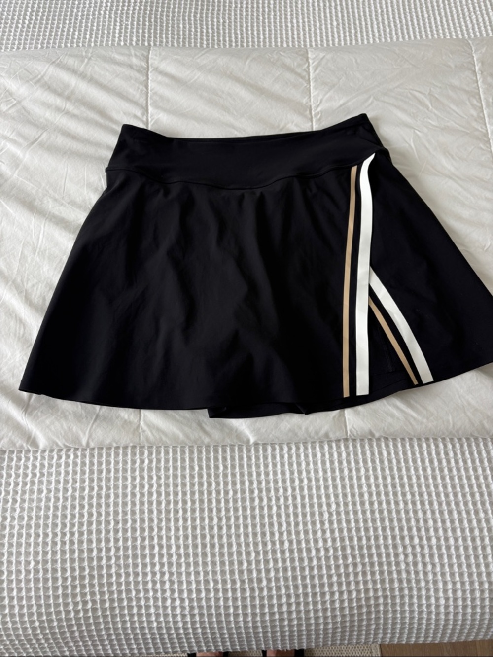 Wilson Black Skirt with White and Tan Stripe Accent